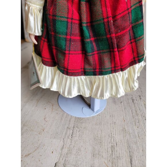 Victorian porcelain Cathy doll Xmas home decor unique plaid - Picture 8 of 10